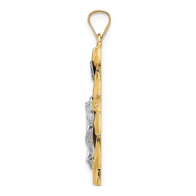 14K Two-Tone Gold INRI Crucifix Cross Pendant – view 3