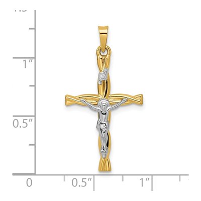 14K Two-Tone Gold INRI Crucifix Cross Pendant – view 4