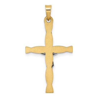 14K Two-Tone Gold INRI Crucifix Cross Pendant – view 5