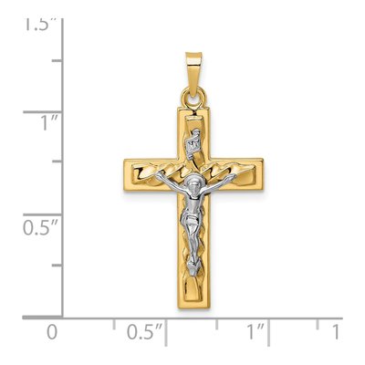 14K Two-Tone Gold INRI Crucifix Pendant – view 4