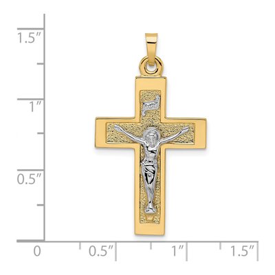 14K Two-Tone Gold INRI Crucifix Pendant – view 4