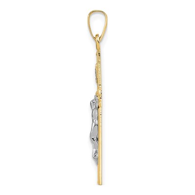14K Two-Tone Gold INRI Crucifix Pendant – view 3