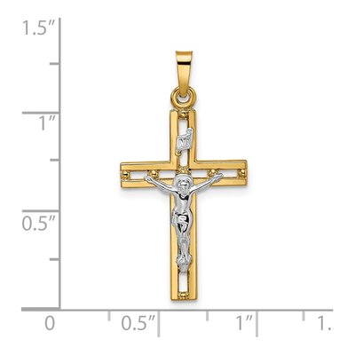 14K Two-Tone Gold INRI Crucifix Pendant – view 4