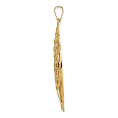 14K Yellow Gold Hollow Menorah Tree of Life Pendant – view 3