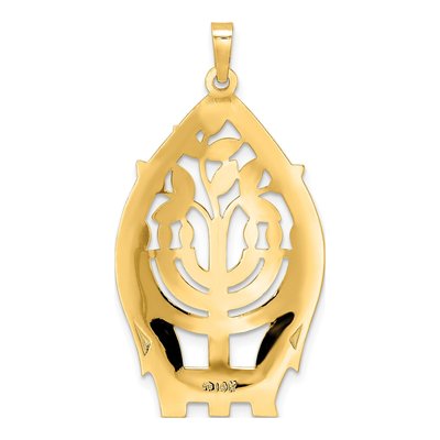 14K Yellow Gold Hollow Menorah Tree of Life Pendant – view 5