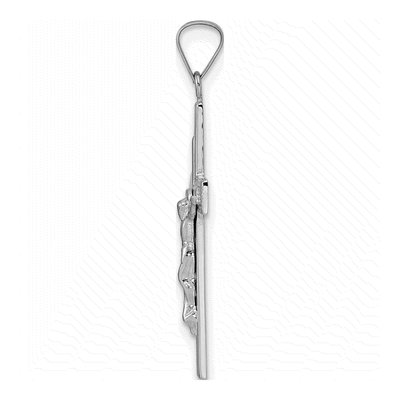 14K White Gold Striped Crucifix Pendant – view 3