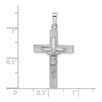 14K White Gold Striped Crucifix Pendant – view 4