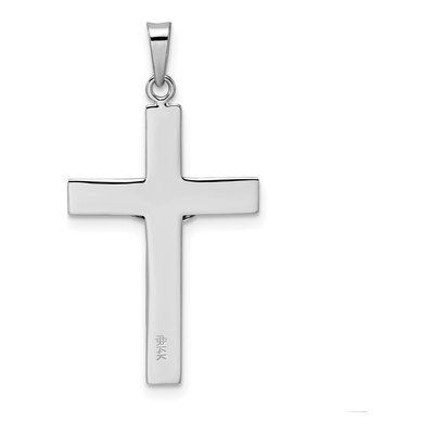 14K White Gold Striped Crucifix Pendant – view 5