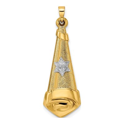 14K Two-Tone Gold Scroll Star Pendant