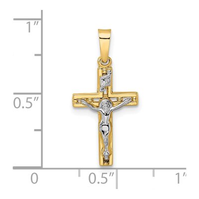 14K Two-Tone Gold INRI Crucifix Pendant – view 4