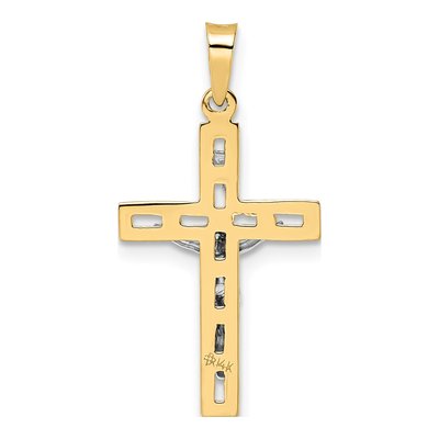 14K Two-Tone Gold INRI Crucifix Pendant – view 5