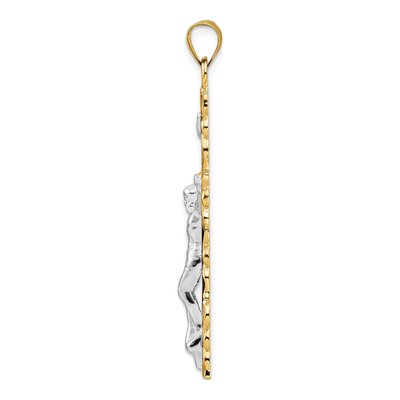 14K Two-Tone Gold INRI Crucifix Pendant – view 3