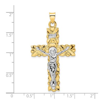 14K Two-Tone Gold INRI Crucifix Pendant – view 4