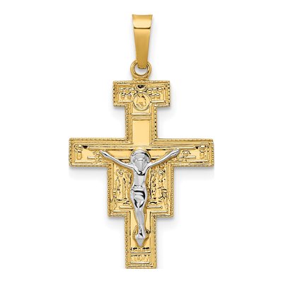14K Two-Tone Gold Crucifix Pendant