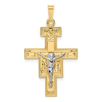 14K Two-Tone Gold Crucifix Pendant