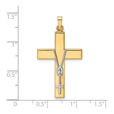 14K Two-Tone Gold Hollow Rosary Cross Pendant – view 4