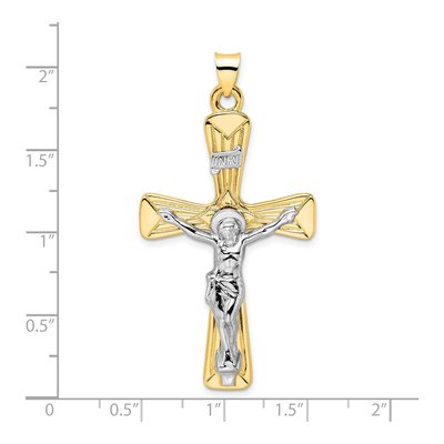 14K Two-Tone Gold Large INRI Crucifix Pendant – view 4