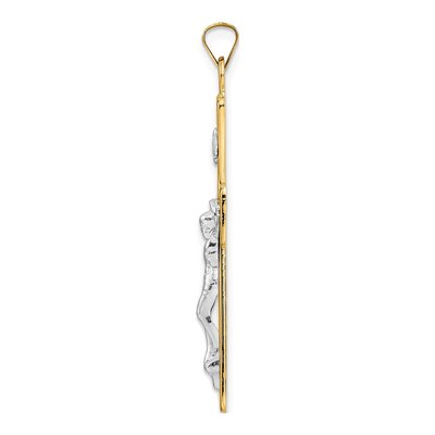 14K Two-Tone Gold INRI Crucifix Cross Pendant – view 3