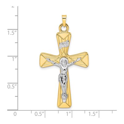 14K Two-Tone Gold INRI Crucifix Cross Pendant – view 4