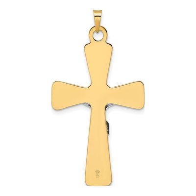 14K Two-Tone Gold INRI Crucifix Cross Pendant – view 5