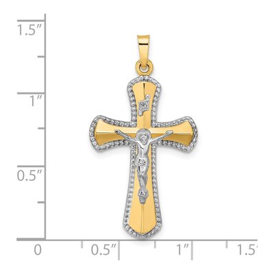 14K Two-Tone Gold INRI Crucifix Pendant – view 4
