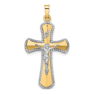 14K Two-Tone Gold INRI Crucifix Pendant