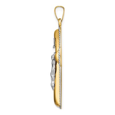 14K Two-Tone Gold Hollow INRI Crucifix Pendant – view 3
