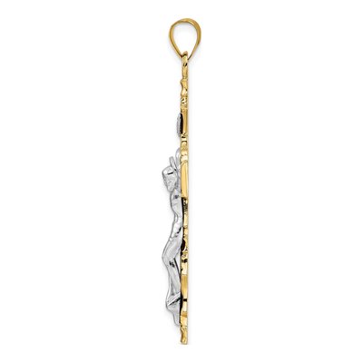 14K Two-Tone Gold INRI Crucifix Pendant – view 3