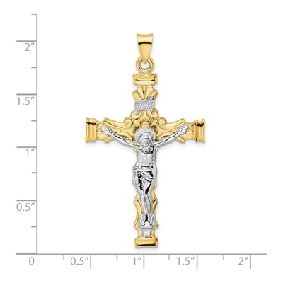 14K Two-Tone Gold INRI Crucifix Pendant – view 4