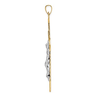 14K Two-Tone Gold INRI Crucifix Pendant – view 3