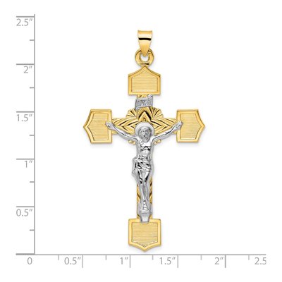 14K Two-Tone Gold INRI Crucifix Pendant – view 4
