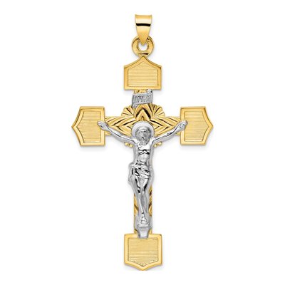 14K Two-Tone Gold INRI Crucifix Pendant