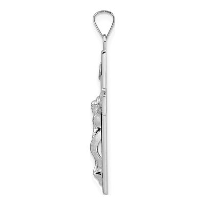 14K White Gold Striped INRI Crucifix Pendant – view 3