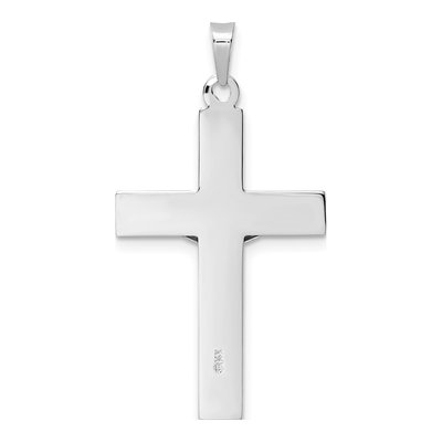 14K White Gold Striped INRI Crucifix Pendant – view 5