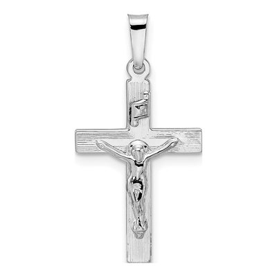 14K White Gold INRI Crucifix Pendant