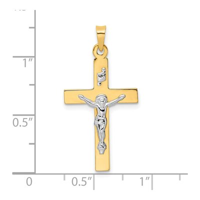 14K Two-Tone Gold INRI Crucifix Pendant – view 4