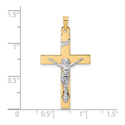 14K Two-Tone Gold INRI Crucifix Pendant – view 4