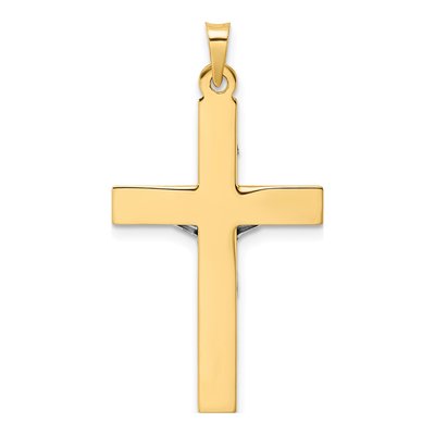 14K Two-Tone Gold INRI Crucifix Pendant – view 5