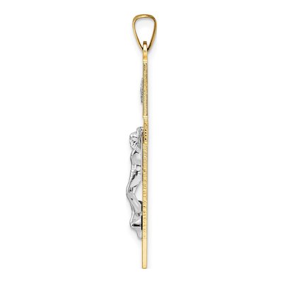 14K Two-Tone Gold INRI Crucifix Pendant – view 3