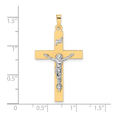 14K Two-Tone Gold INRI Crucifix Pendant – view 4