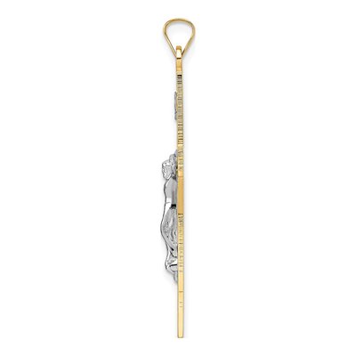 14K Two-Tone Gold INRI Crucifix Pendant – view 3