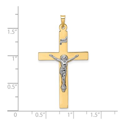 14K Two-Tone Gold INRI Crucifix Pendant – view 4