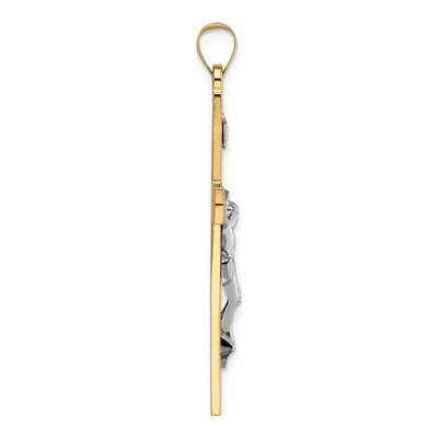 14K Two-Tone Gold INRI Crucifix Pendant – view 3