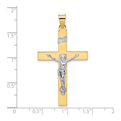 14K Two-Tone Gold INRI Crucifix Pendant – view 4