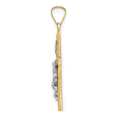 14K Two-Tone Gold INRI Crucifix Pendant – view 3