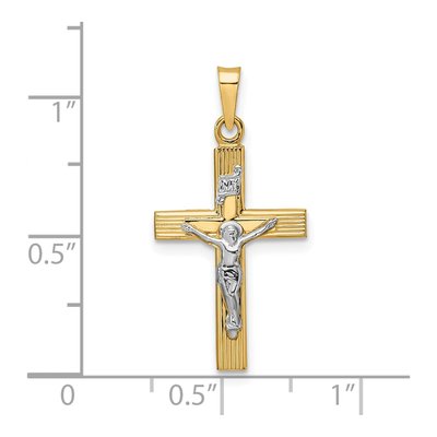 14K Two-Tone Gold INRI Crucifix Pendant – view 4