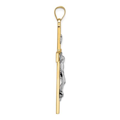 14K Two-Tone Gold INRI Crucifix Cross Pendant – view 3