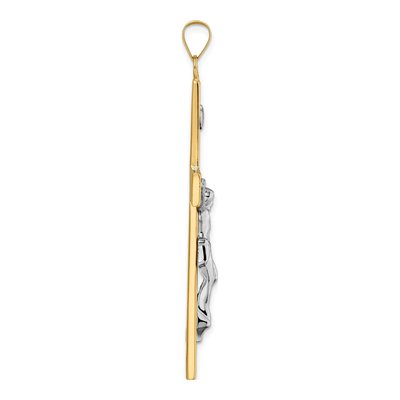 14K Two-Tone Gold INRI Crucifix Cross Pendant – view 3