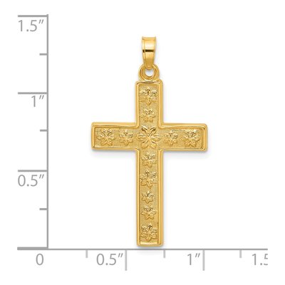 14K Yellow Gold Floral Cross Pendant – view 5