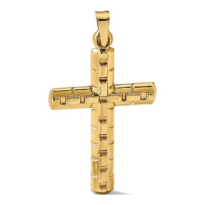 14K Yellow Gold Hollow Latin Cross Pendant – view 5